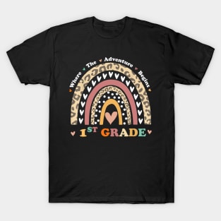 Back To School 1st Grade Where The Adventure Begins Rainbow T-Shirt